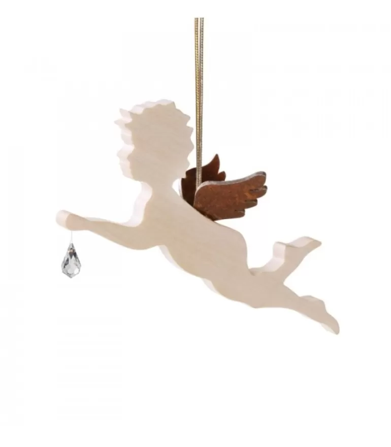 Best Ange En Bois D'Erable Avec Un Cristal Swarovski, Allonge Anges De Noël Pour Sapin