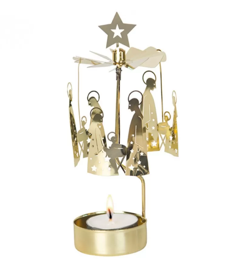 Hot Bougeoir Carrousel Crèche Doree Nativite Bougeoirs Carrousels Photophore De Noël