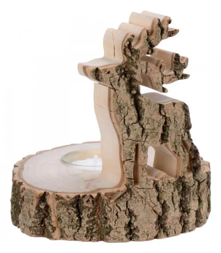 Online Bougeoir En Bois Brame Du Cerf, 13 Cm Bougeoirs En Bois