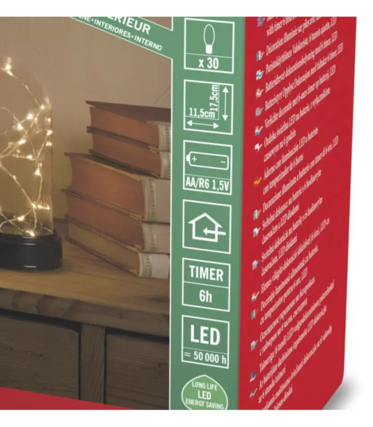 Clearance Boule En Verre Lumineuse Décorative A Led, 17 Cm Guirlande Lumineuse Intérieure À Led