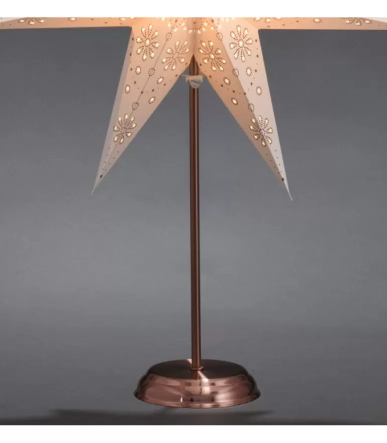 Sale Etoile Lumineuse Electrique 7 Branches En Papier, Blanche, Sur Pied Cuivre 48 Cm Etoile Lumineuse