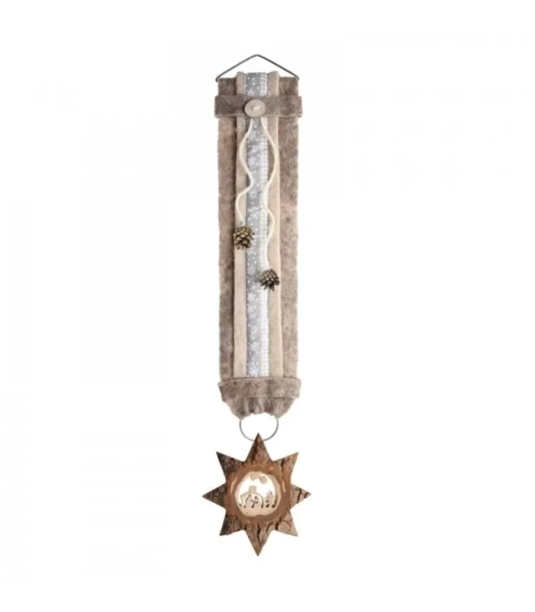 Cheap Grand Décoration Murale Montagne Blanc 75 Cm Avec Etoile, Crèche Objet Déco Bois