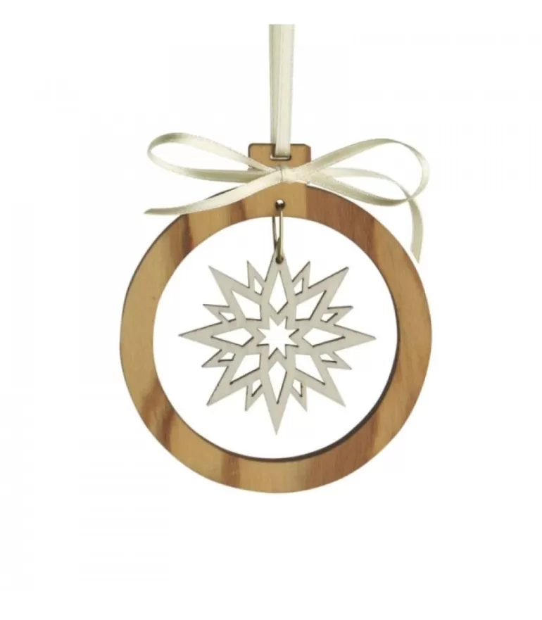 Flash Sale Pendentif En Bois D'Olivier Motif Cristal De Neige N°1 Décorations En Bois Pour Sapin De Noël