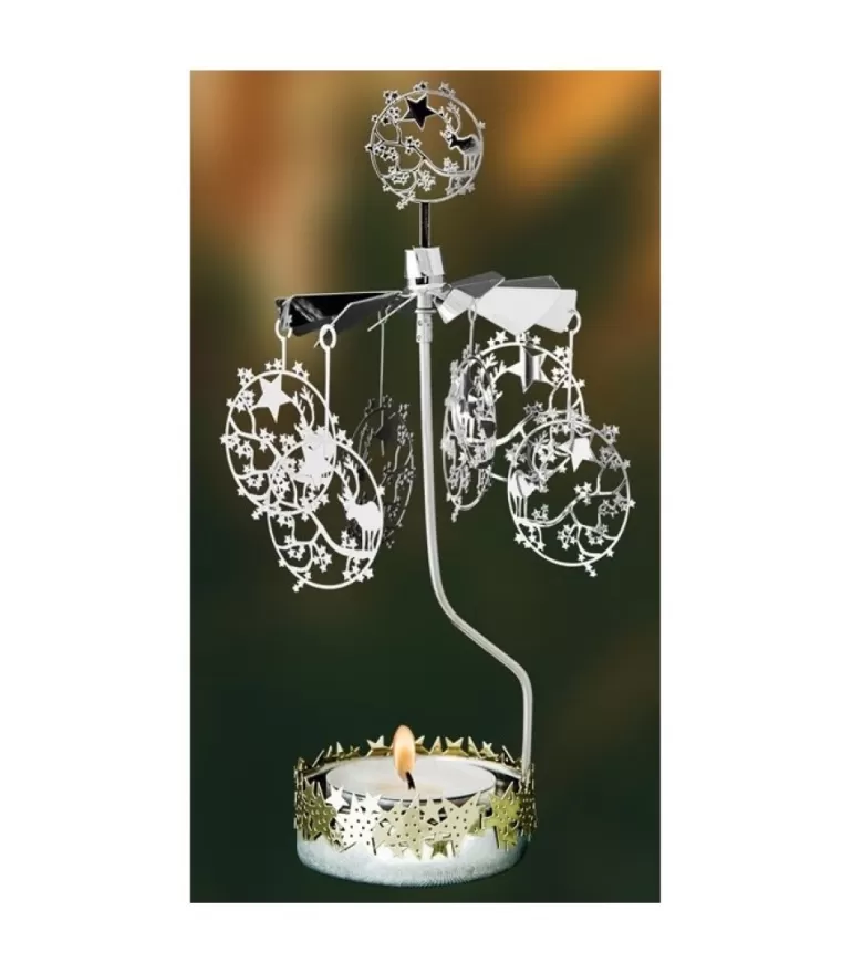 Outlet Photophore De Noël Couronne D'Etoiles Et Cerfs Bougeoirs Carrousels Photophore De Noël