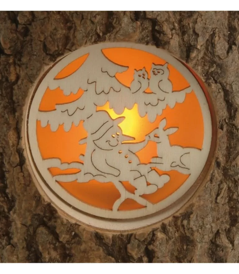 New Photophore Rondin De Bois, Avec 3 Motifs, Crèche, Anges Et Bonhomme De Neige Photophore Bois