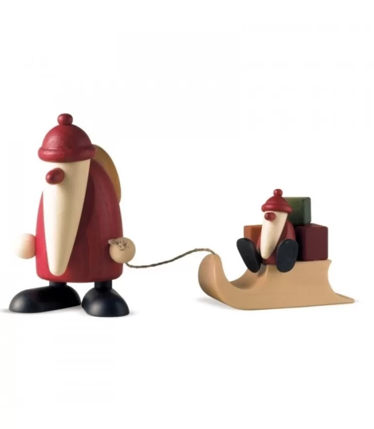Clearance Père Noël En Bois Et Enfant Sur Luge Père Noël En Bois