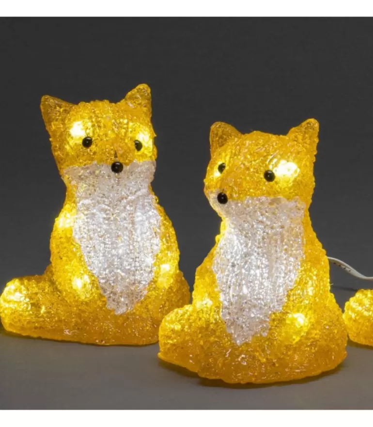Hot Renards Lumineux Acryliques Led Assis, Lot De 5, 12 Cm Oiseaux Lumineux Et Animaux Lumineux