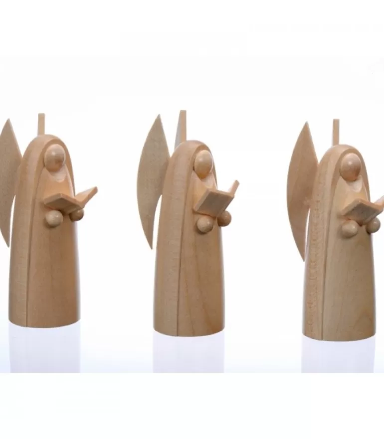 Sale Trois Anges De Noël En Bois Pour Crèche, 6 Cm Personnages De Crèche De Noël