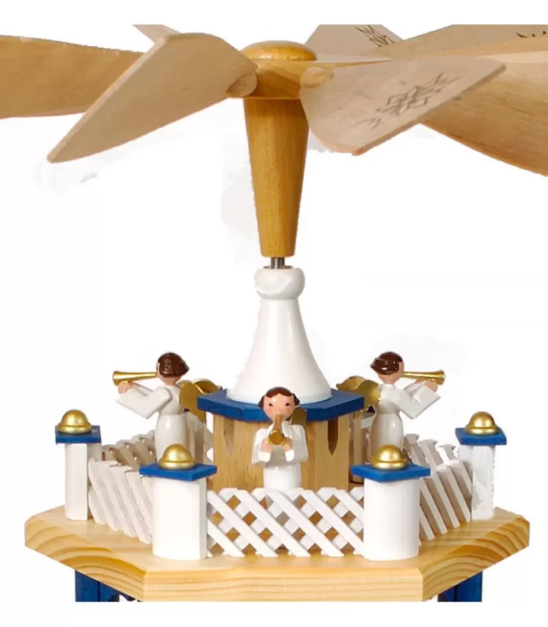 Flash Sale Weihnachtspyramid Allemande 2 Etages Blanc Bleu Pyramides De Noël Allemandes